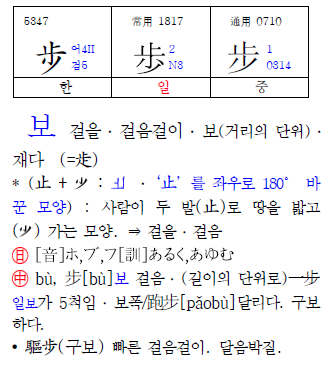 표제자 5347 步·歩·步 (걸을 보) 본문 페이지